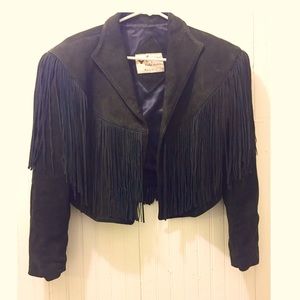 Vintage leather fringe jacket